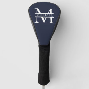 Personalized Elegant Navy Blue Monogram and Name Golf Head Cover