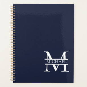 Personalized Elegant Navy Blue Monogram and Name Planner