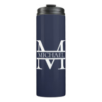 Personalized Elegant Navy Blue Monogram and Name