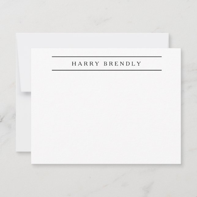 Personalized Elegant Navy White Note Card (Front)