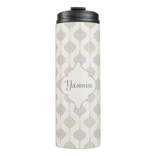 Personalized Elegant Neutral Arabesque Thermal Tumbler