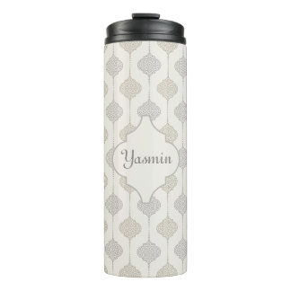 Personalized Elegant Neutral Arabesque Thermal Tumbler
