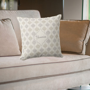 Personalized Elegant Neutral Arabesque Throw Pillow