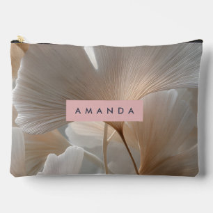 Personalized Elegant Neutral Ginkgo Leaves Accessory Pouch
