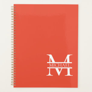 Personalized Elegant Orange Monogram and Name Planner