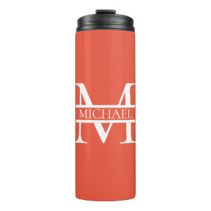 Personalized Elegant Orange Monogram and Name Thermal Tumbler