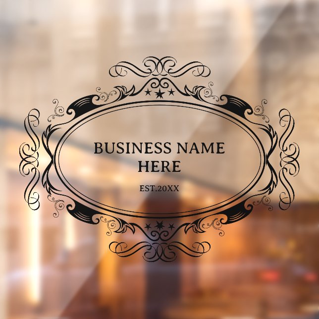 Personalized Elegant Oval Frame Business Door Window Cling (Sheet 2)