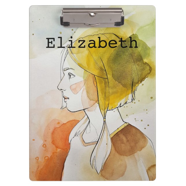 Personalized elegant painting colourful watercolor clipboard (Front)