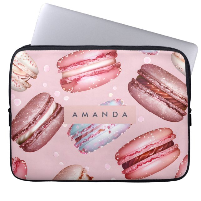 Personalized Elegant Pastel Macaron Laptop Sleeve (Front)