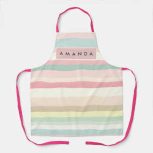 Personalized Elegant Pastel Macaron Stripe Apron