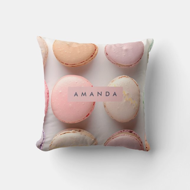 Personalized Elegant Pastel Macaron  Throw Pillow (Front)