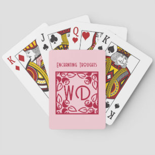 Personalized Elegant Pastel Pink Red Floral Motif Playing Cards