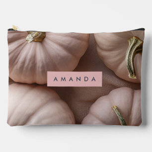 Personalized Elegant Pastel Pumpkin with Gold Stem Accessory Pouch