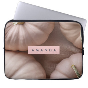 Personalized Elegant Pastel Pumpkin with Gold Stem Laptop Sleeve