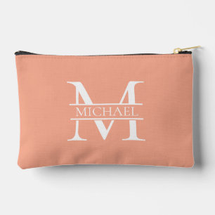 Personalized Elegant Peach Monogram and Name Accessory Pouch