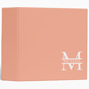 Personalized Elegant Peach Monogram and Name Binder