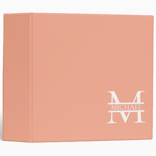 Personalized Elegant Peach Monogram and Name Binder (Front/Spine)