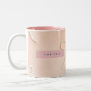 Personalized Elegant Pearl Bow in Soft Blush Two-Tone Coffee Mug