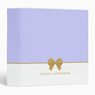 Personalized Elegant Periwinkle Gold Bow Binder