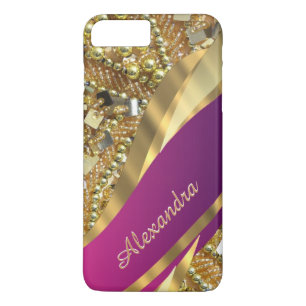 Personalized elegant pink and gold bling Case-Mate iPhone case