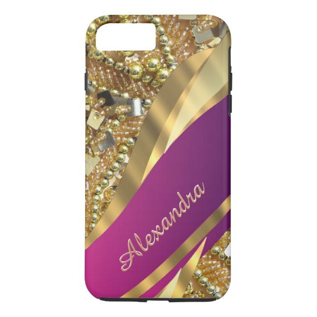 Personalized elegant pink and gold bling Case-Mate iPhone case (Back)