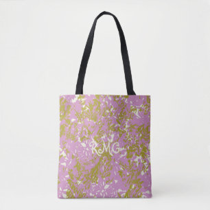 Personalized Elegant Pink Botanical Design Tote Bag