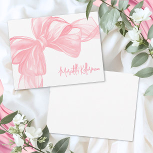 Personalized Elegant Pink Bow Card