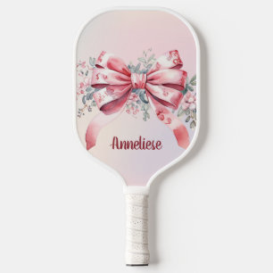 Personalized Elegant Pink Bow chinoiserie Pickleball Paddle