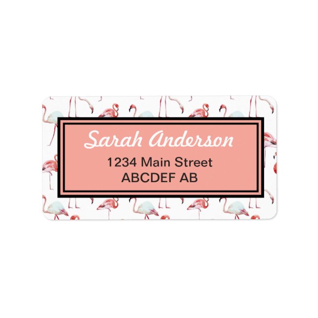 Personalized Elegant Pink Flamingo pattern Label (Front)