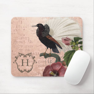 Personalized Elegant Pink Floral Monogram Mouse Pad