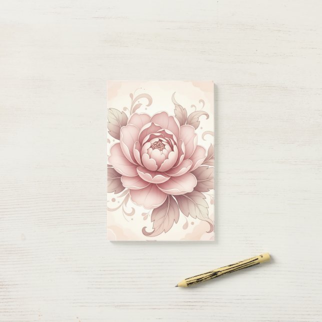 Personalized Elegant Pink Floral Post-it® Notes (On Desk)