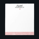 Personalized Elegant Pink Glitter Notepad<br><div class="desc">This personalized girly pink glitter notepad has your name in black text with a pink glitter heart and border. Customize the notepad with the name of your choice to make someone feel extra special. Makes a fun gift for birthdays or for Christmas, and perfect for back to school. Designed for...</div>