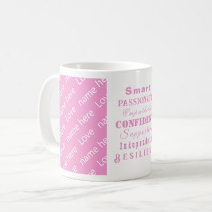 Personalized Elegant Pink Motivational Great Women Coffee Mug