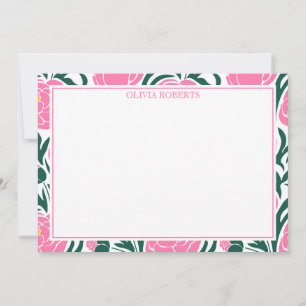 Personalized Elegant Pink Peony Flowers Card