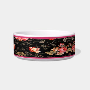 Personalized Elegant Pink Rose Pet Bowl