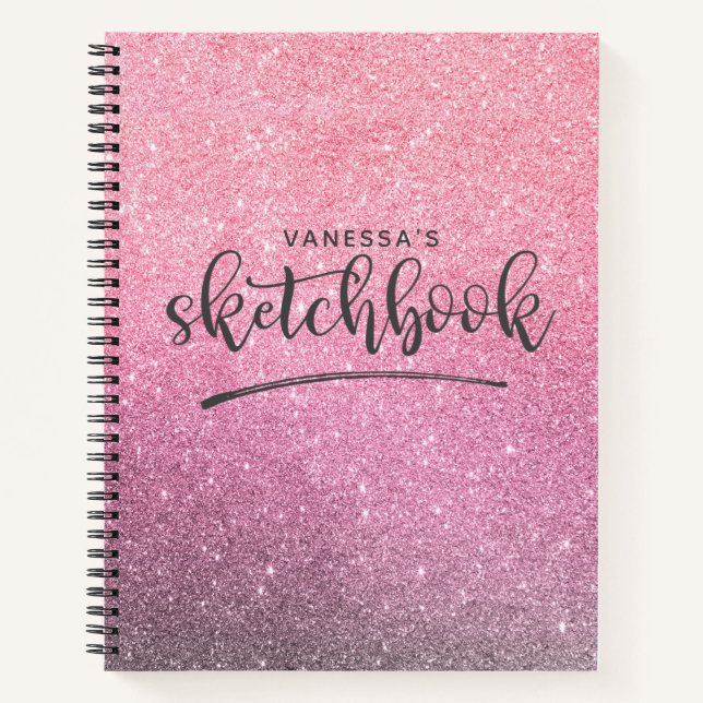 Personalized Elegant Pink Sketchbook Notebook (Front)