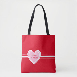 Personalized Elegant Pink White Love Heart Red Tote Bag