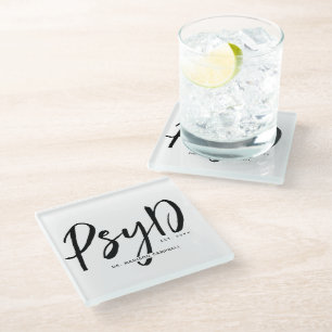 Personalized Elegant PsyD Doctor of Psychology Glass Coaster