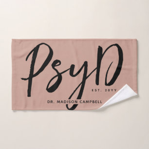 Personalized Elegant PsyD Doctor of Psychology Hand Towel