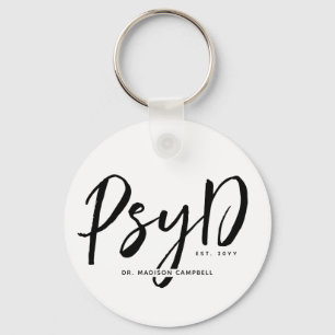 Personalized Elegant PsyD Doctor of Psychology Keychain