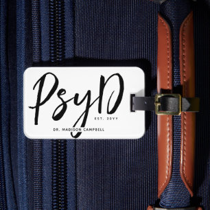 Personalized Elegant PsyD Doctor of Psychology Luggage Tag