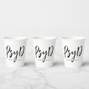 Personalized Elegant PsyD Doctor of Psychology Paper Cups