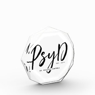 Personalized Elegant PsyD Doctor of Psychology Photo Block