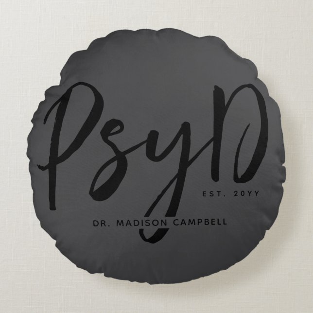Personalized Elegant PsyD Doctor of Psychology Round Pillow (Front)