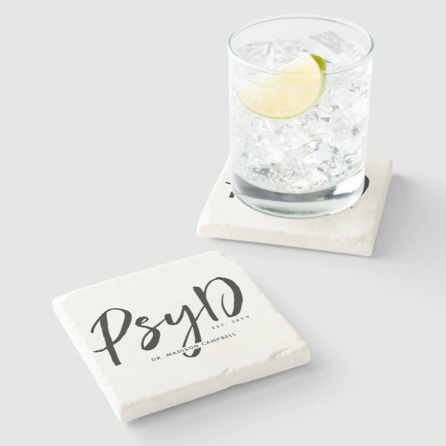 Personalized Elegant PsyD Doctor of Psychology Stone Coaster (Side)