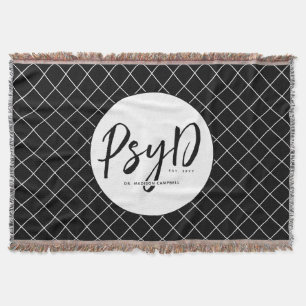 Personalized Elegant PsyD Doctor of Psychology Throw Blanket