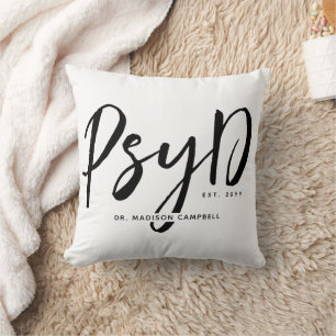 Personalized Elegant PsyD Doctor of Psychology Throw Pillow