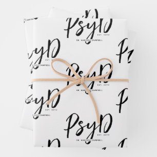 Personalized Elegant PsyD Doctor of Psychology Wrapping Paper Sheet