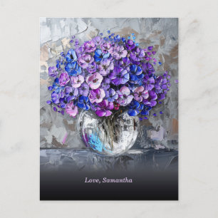 Personalized Elegant Purple and Blue Flowers Postcard