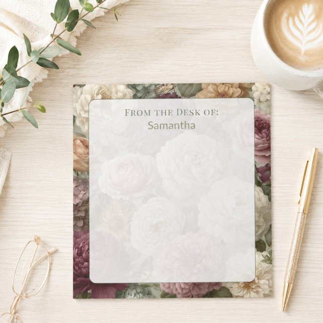 Personalized Elegant Purple Floral Custom Name Notepad (Creator Uploaded)
